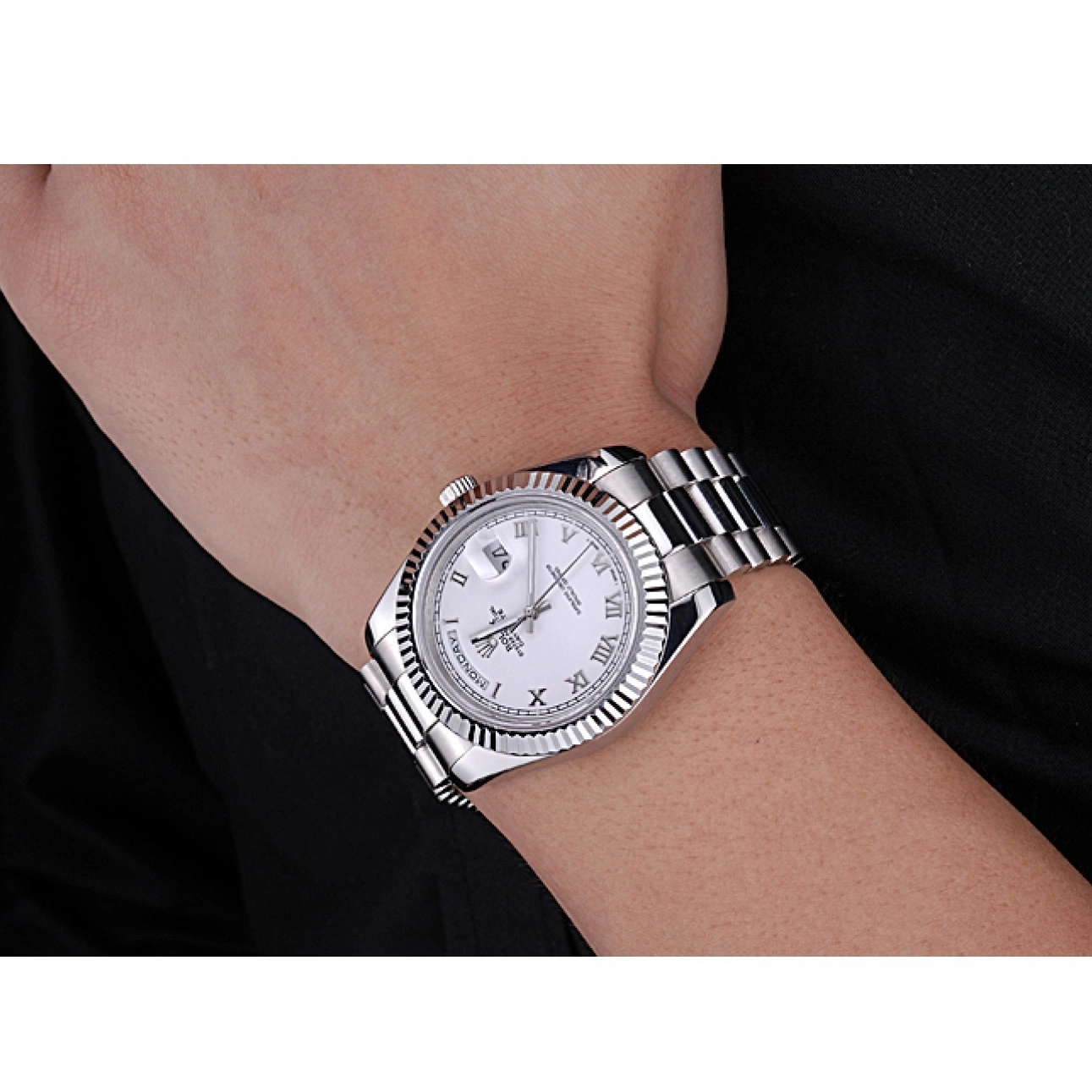 Aaa fake watches Rolex Steel White Bracelet Stainless 622547 Day-Date Dial 0821